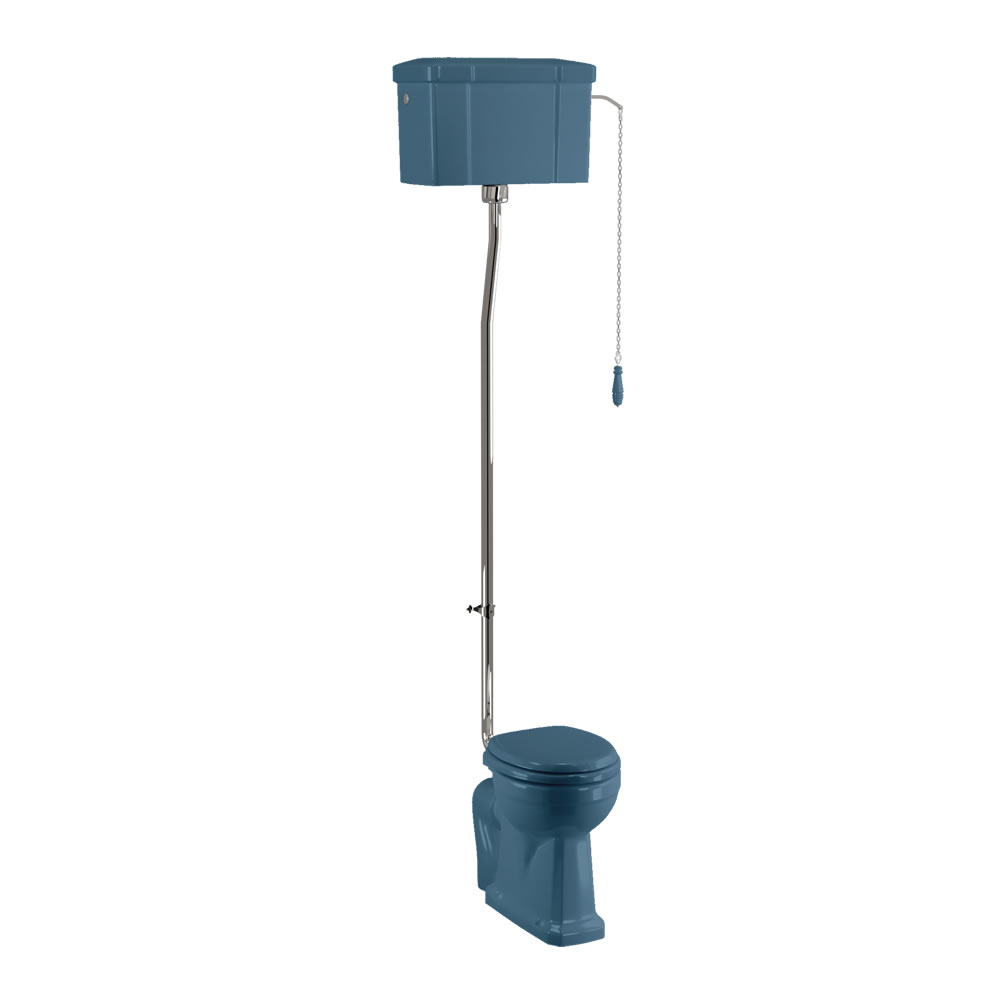 Bespoke Alaska Blue Standard High Level WC with Single Flush Cera